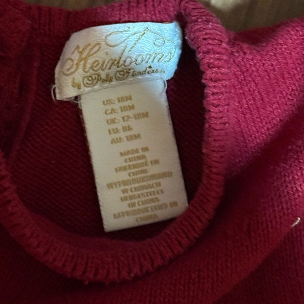 Heirloom By Polly Flinders Girls Christmas Sweater Dress 18 Months Red - Picture 2 of 3